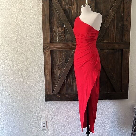 New Sarin Mathews One Shoulder Long Sexy Sleeveless Bodycon Ruched Wrap … - Picture 7 of 16
